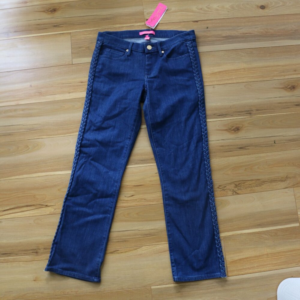 NWT Lilly Pulitzer 28.5" South Ocean Flare Crop Jeans Bay Ave Wash Blue …